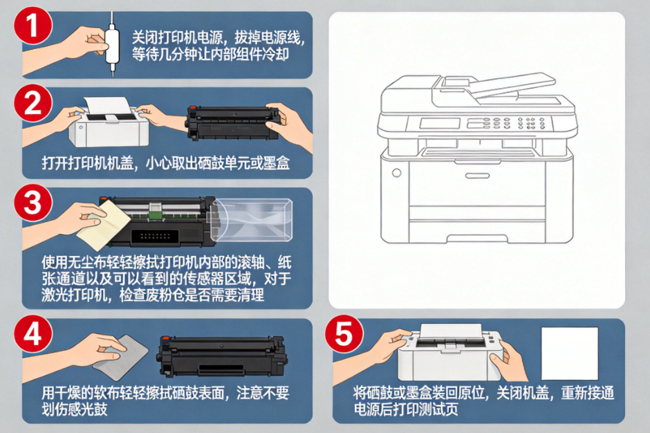 打印机打出来有黑色条纹怎么处理5