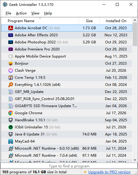Geek Uninstaller界面 Geek Uninstaller界面